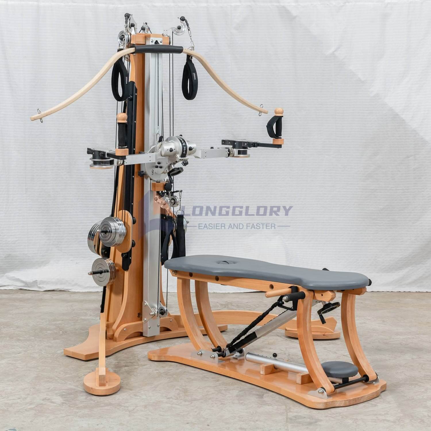 Beech Pilates Tower Reformer z kołem pasowym